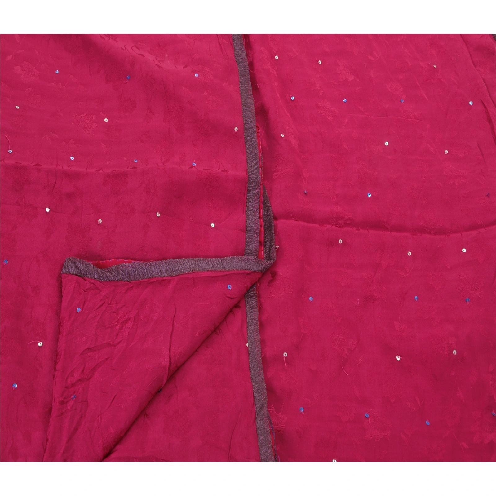 Sanskriti Vintage Pink Sarees 100% Pure Crepe Silk Hand Beaded Woven Fabric Sari, PS-48215-Pink-Sequins Work With Woven Work-100% Pure Crepe Silk-3