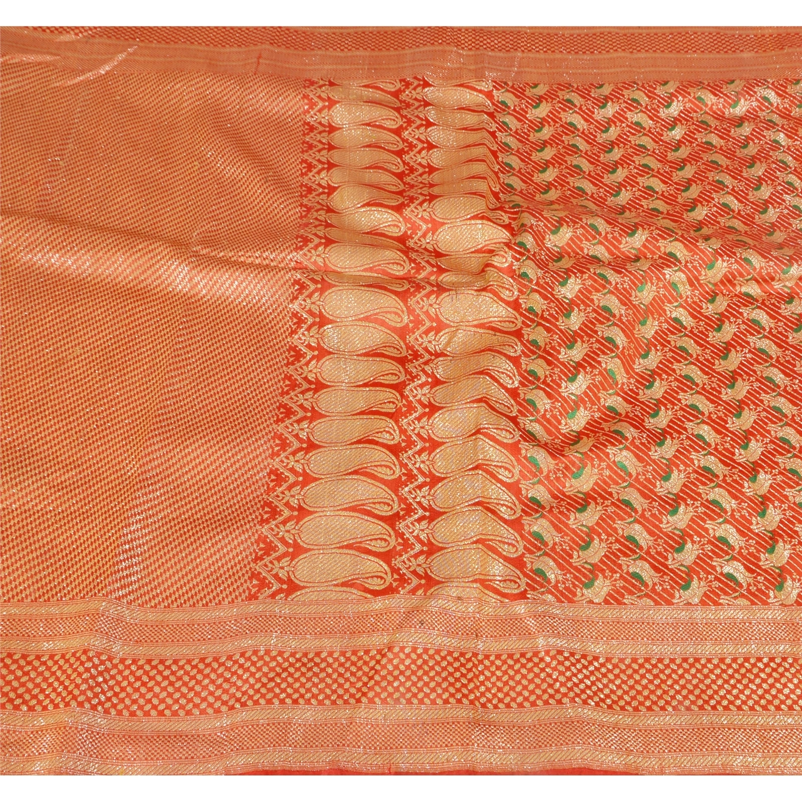 Sanskriti Vintage Peach Indian Sarees Art Silk Woven Fabric Craft Premium Sari, PS-48219-Peach-Woven Work-Art Silk-1