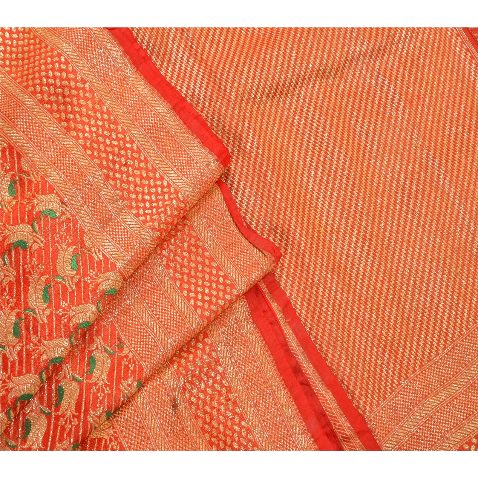 Sanskriti Vintage Peach Indian Sarees Art Silk Woven Fabric Craft Premium Sari, PS-48219-Peach-Woven Work-Art Silk-6