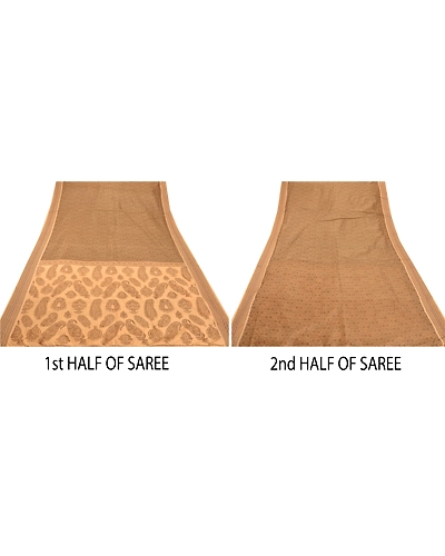 Sanskriti Vintage Indian Cream Sarees 100% Pure Cotton Craft Fabric Printed Sari, PS-48254-Cream-Woven &amp; Printed Work-100% Pure Cotton-4