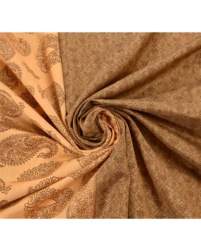 Sanskriti Vintage Indian Cream Sarees 100% Pure Cotton Craft Fabric Printed Sari, PS-48254-Cream-Woven &amp; Printed Work-100% Pure Cotton-5