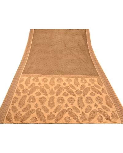 Sanskriti Vintage Indian Cream Sarees 100% Pure Cotton Craft Fabric Printed Sari, PS-48254-Cream-Woven &amp; Printed Work-100% Pure Cotton-7