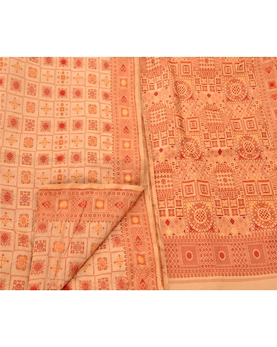 Sanskriti Vintage Indian Cream Sarees 100% Pure Silk Woven Fabric Premium Sari, PS-48268-Cream-Woven Work-100% Pure Silk-3