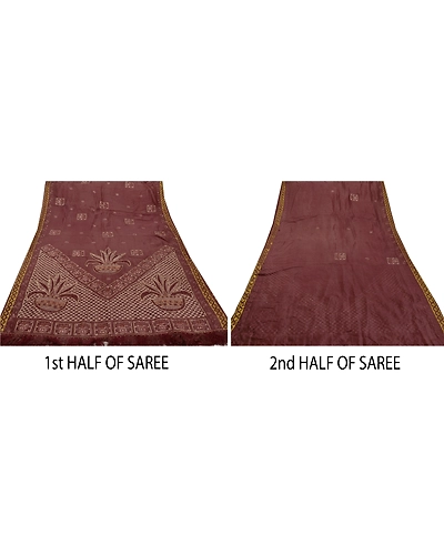 Sanskriti Vintage Brown Sarees Art Silk Hand Beaded Premium Fabric Cultural Sari, PS-48293-Brown-Beaded Work-Art Silk-4