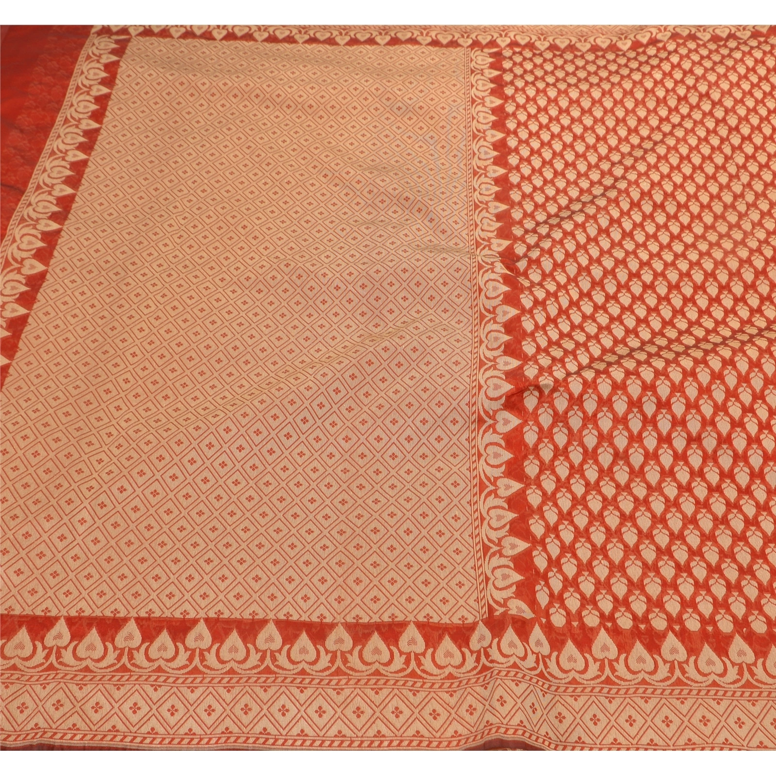 Sanskriti Vintage Indian Red Sarees Art Silk Woven Fabric Premium Cultural Sari, PS-48303-Red-Woven Work-Art Silk-1