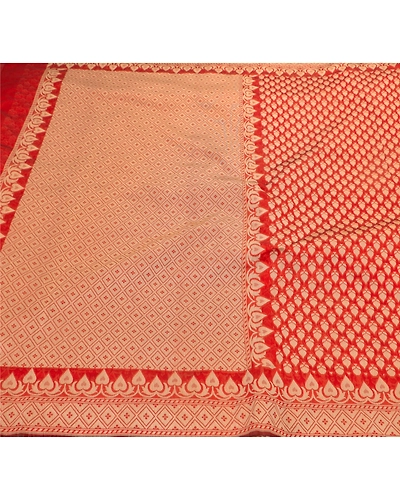 Sanskriti Vintage Indian Red Sarees Art Silk Woven Fabric Premium Cultural Sari, PS-48303-Red-Woven Work-Art Silk-1
