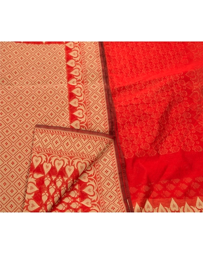 Sanskriti Vintage Indian Red Sarees Art Silk Woven Fabric Premium Cultural Sari, PS-48303-Red-Woven Work-Art Silk-3