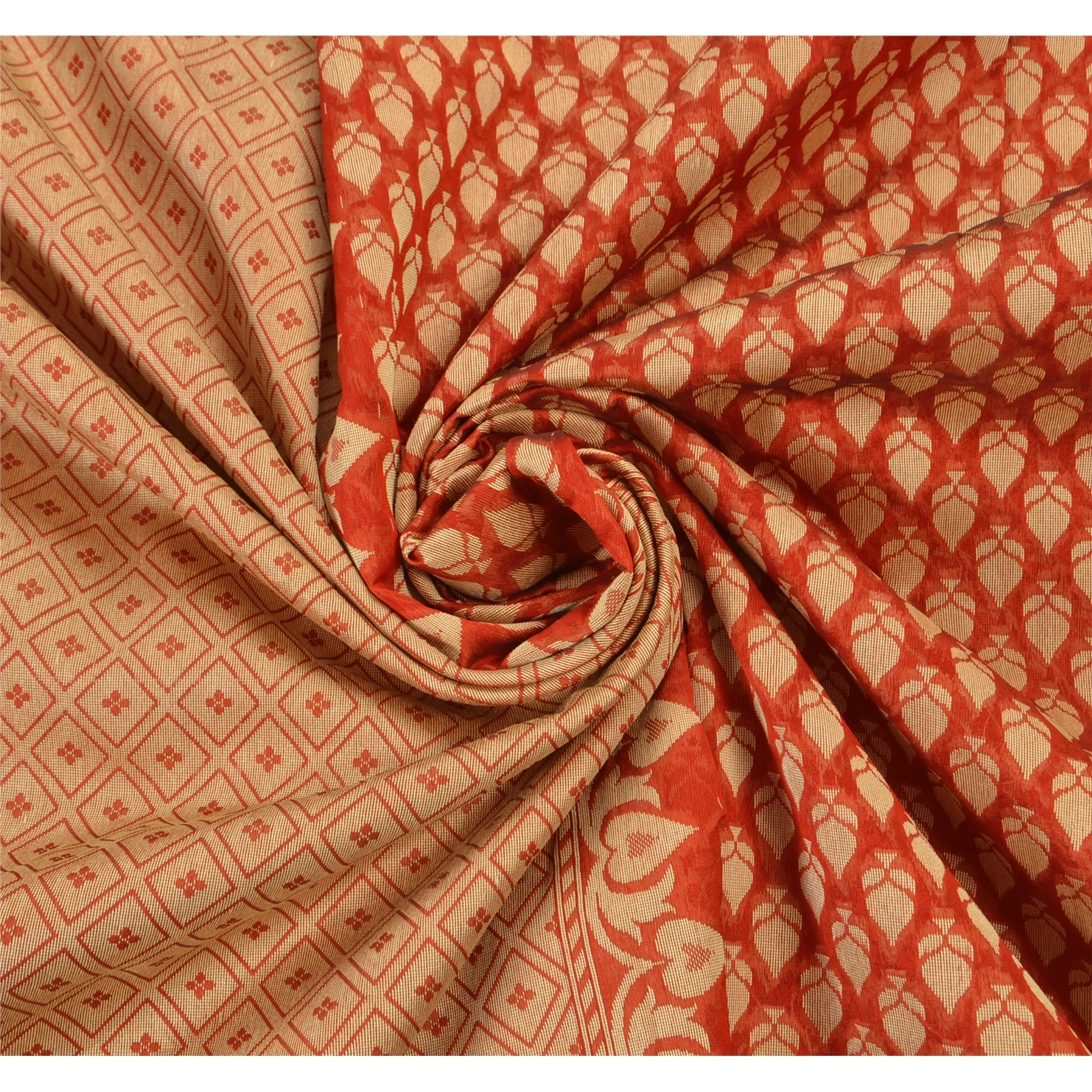 Sanskriti Vintage Indian Red Sarees Art Silk Woven Fabric Premium Cultural Sari, PS-48303-Red-Woven Work-Art Silk-5