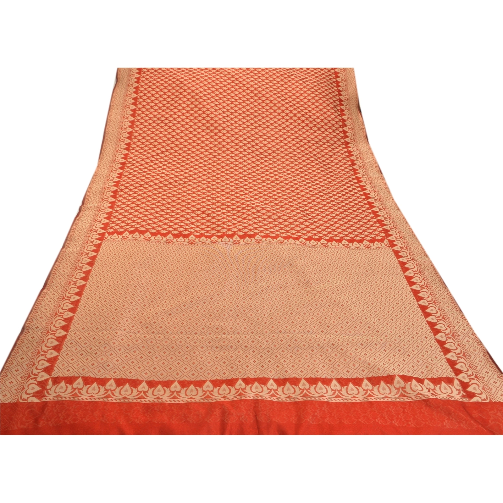 Sanskriti Vintage Indian Red Sarees Art Silk Woven Fabric Premium Cultural Sari, PS-48303-Red-Woven Work-Art Silk-7