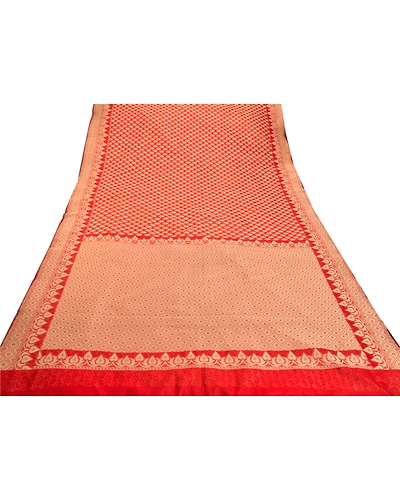 Sanskriti Vintage Indian Red Sarees Art Silk Woven Fabric Premium Cultural Sari, PS-48303-Red-Woven Work-Art Silk-7