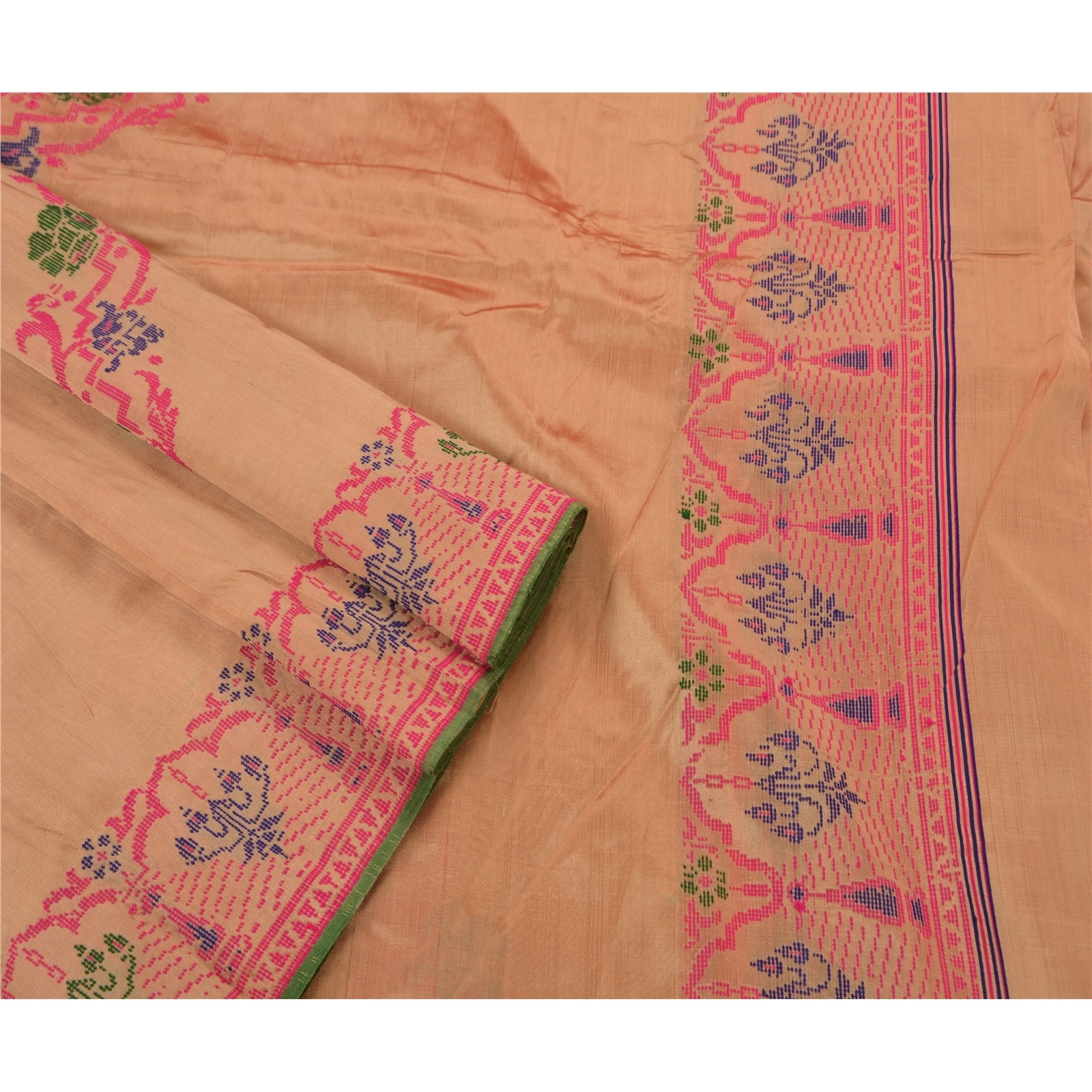 Sanskriti Vintage Indian Sarees Art Silk Cream Hand Woven Fabric Premium Sari, PS-48411-Cream-Woven Work-Art Silk-2