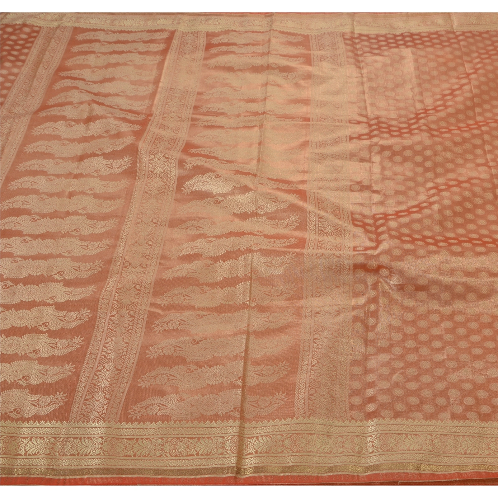 Sanskriti Vintage Sarees Art Silk Woven Red Craft Fabric Premium 5 Yard Sari, PS-48480-Red-Woven Work-Art Silk-1