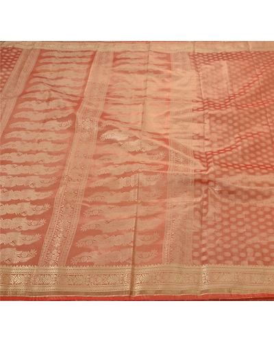 Sanskriti Vintage Sarees Art Silk Woven Red Craft Fabric Premium 5 Yard Sari, PS-48480-Red-Woven Work-Art Silk-1