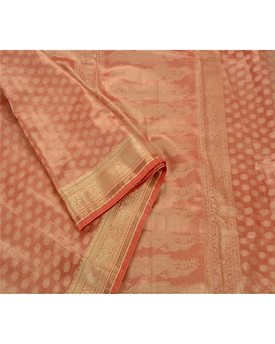 Sanskriti Vintage Sarees Art Silk Woven Red Craft Fabric Premium 5 Yard Sari, PS-48480-Red-Woven Work-Art Silk-6