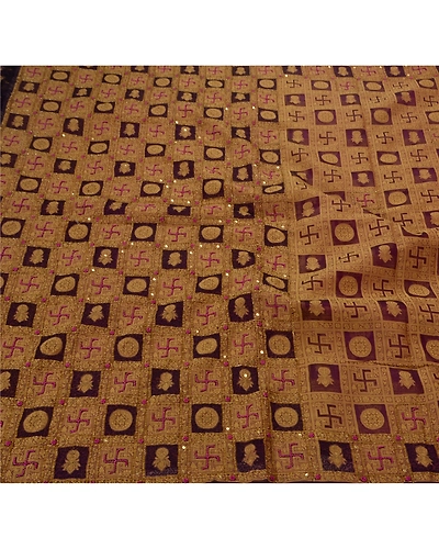 Sanskriti Vintage Sarees 100% Pure Organza Silk Hand Beaded Fabric Premium Sari, PS-48594-Purple-Thread Work-100% Pure Organza Silk-1