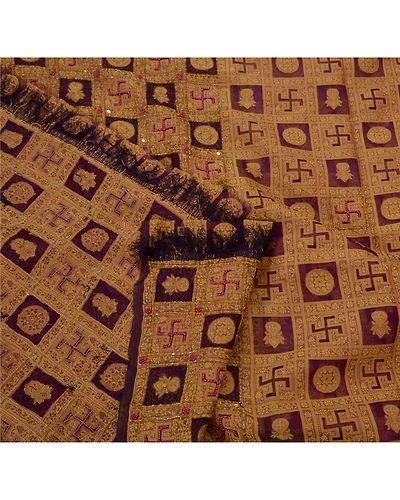 Sanskriti Vintage Sarees 100% Pure Organza Silk Hand Beaded Fabric Premium Sari, PS-48594-Purple-Thread Work-100% Pure Organza Silk-2