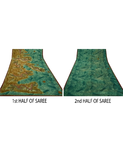 Sanskriti Vintage Sarees Georgette Hand Beaded Blue Fabric Premium Ethnic Sari, PS-49073-Blue-Sequins Work-Georgette-2