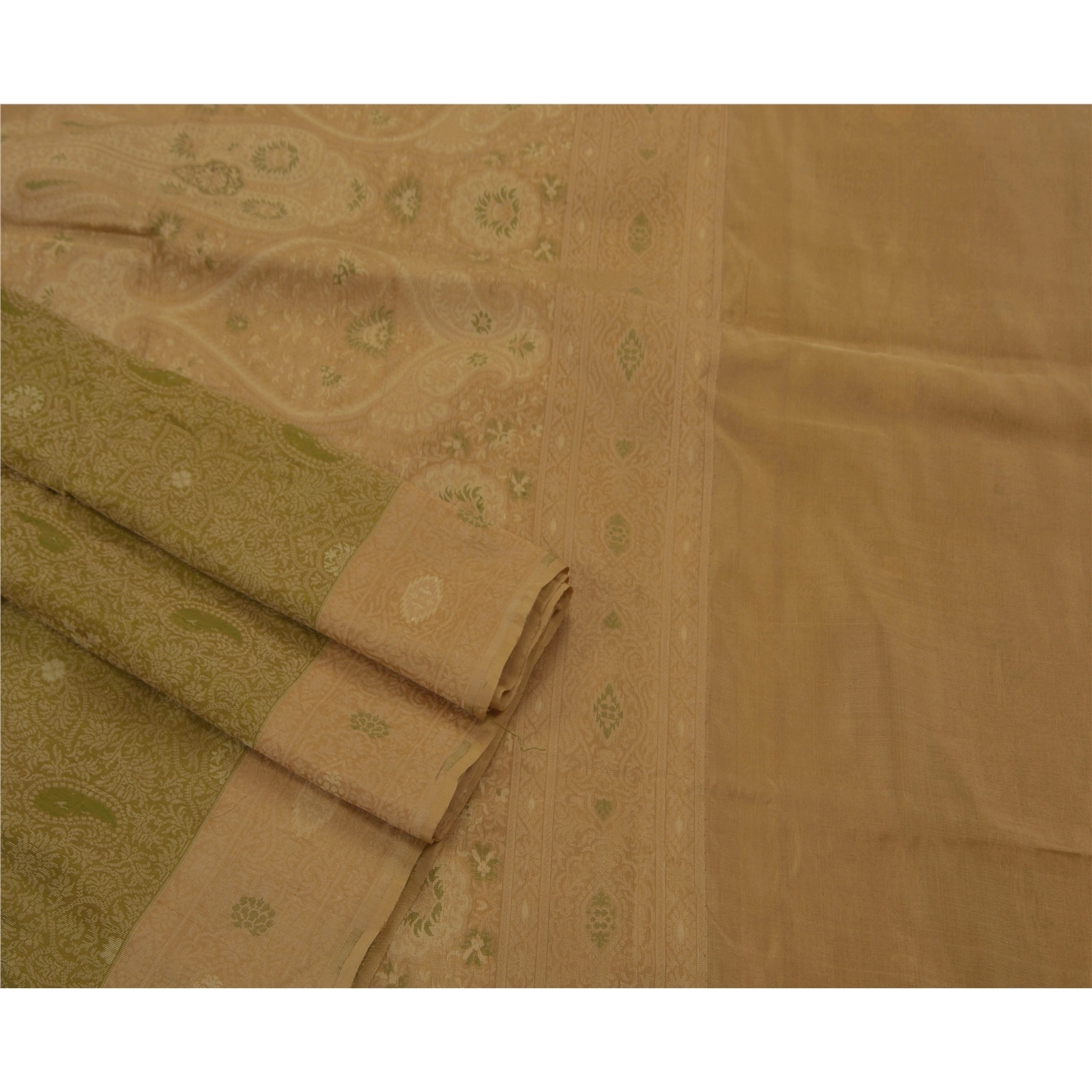 Sanskriti Vintage Sarees 100% Pure Silk Woven Green Fabric Premium Ethnic Sari, PS-49257-Green-Woven Work-100% Pure Silk-1