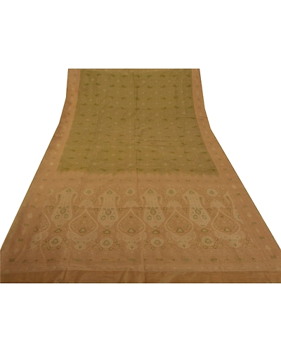 Sanskriti Vintage Sarees 100% Pure Silk Woven Green Fabric Premium Ethnic Sari, PS-49257-Green-Woven Work-100% Pure Silk-5