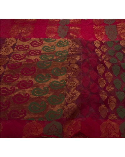Sanskriti Vintage Sarees Art Silk Woven Dark Red Fabric Premium Floral 5Yd Sari, PS-49604-Dark Red-Woven Work-Art Silk-2
