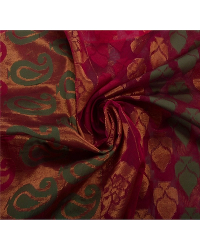 Sanskriti Vintage Sarees Art Silk Woven Dark Red Fabric Premium Floral 5Yd Sari, PS-49604-Dark Red-Woven Work-Art Silk-4