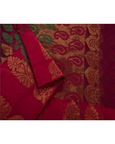 Sanskriti Vintage Sarees Art Silk Woven Dark Red Fabric Premium Floral 5Yd Sari, PS-49604-Dark Red-Woven Work-Art Silk-5