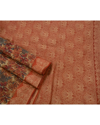 Sanskriti Vintage Sarees 100% Pure Silk Woven Cream Craft Fabric 5 Yard Sari, PS-49856-Cream-Woven Work-100% Pure Silk-2