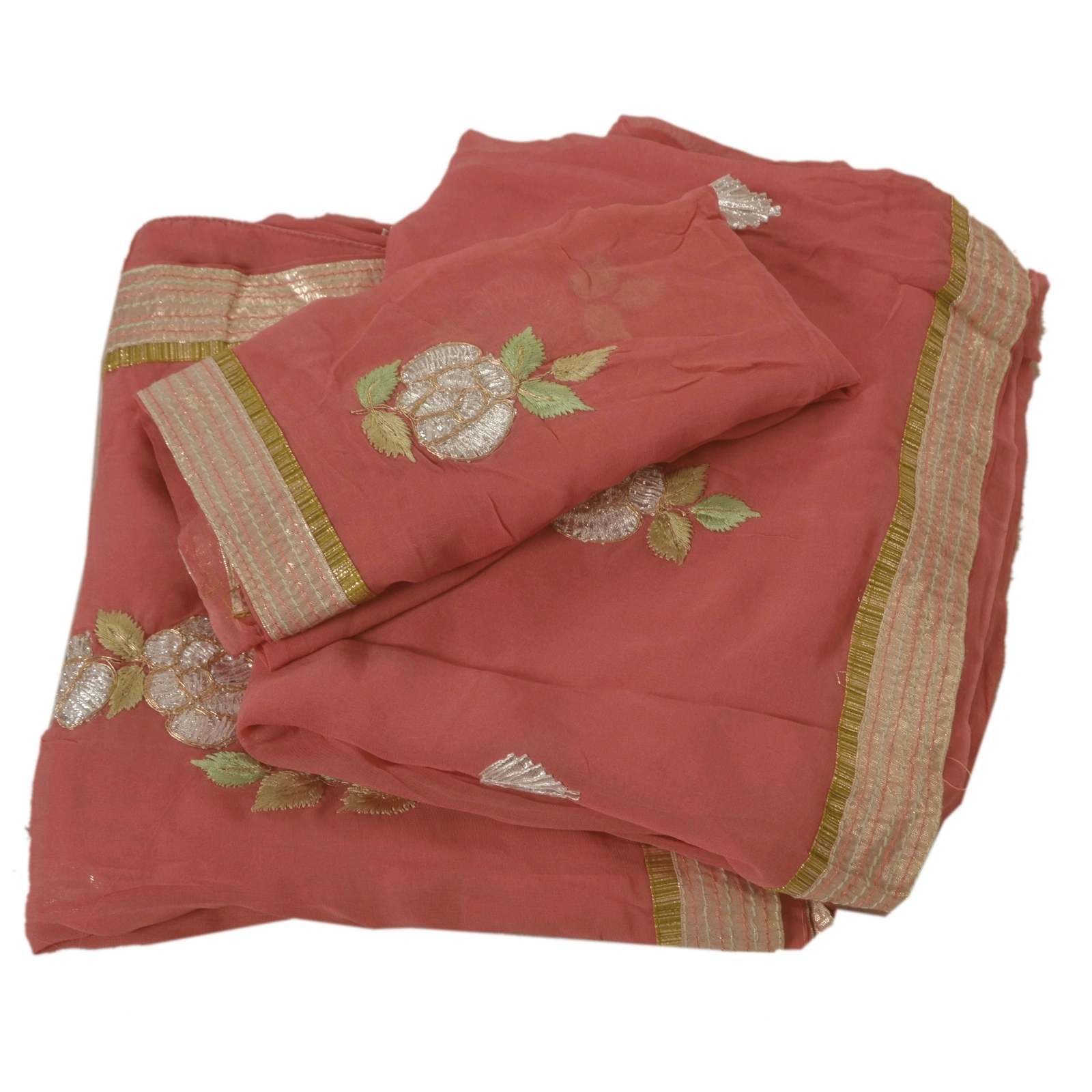 Sanskriti Vintage Sarees Blend Georgette Fabric Ethnic Sari With Blouse Piece, PS-50273-Pink-Thread Work-Blend Georgette-6