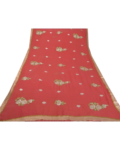 Sanskriti Vintage Sarees Blend Georgette Fabric Ethnic Sari With Blouse Piece, PS-50273-Pink-Thread Work-Blend Georgette-7