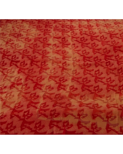 Sanskriti Vintage Indian Sari 100% Pure Organza Silk Woven Fabric 5 Yd Sarees, PS-50304-Dark Red-Woven Work-100% Pure Organza Silk-1