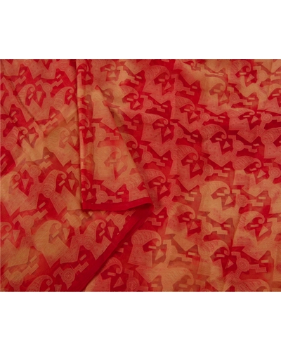 Sanskriti Vintage Indian Sari 100% Pure Organza Silk Woven Fabric 5 Yd Sarees, PS-50304-Dark Red-Woven Work-100% Pure Organza Silk-3