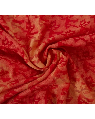 Sanskriti Vintage Indian Sari 100% Pure Organza Silk Woven Fabric 5 Yd Sarees, PS-50304-Dark Red-Woven Work-100% Pure Organza Silk-5