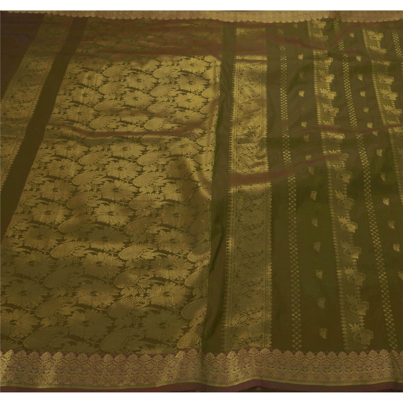 Sanskriti Vintage Sarees Art Silk Woven Green Fabric Premium Sari With Blouse, PS-50395-Green-Woven Work-Art Silk-1