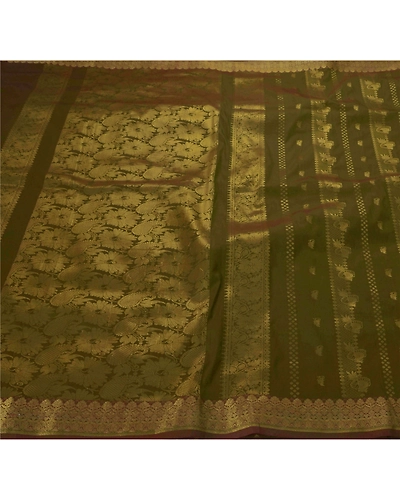 Sanskriti Vintage Sarees Art Silk Woven Green Fabric Premium Sari With Blouse, PS-50395-Green-Woven Work-Art Silk-1