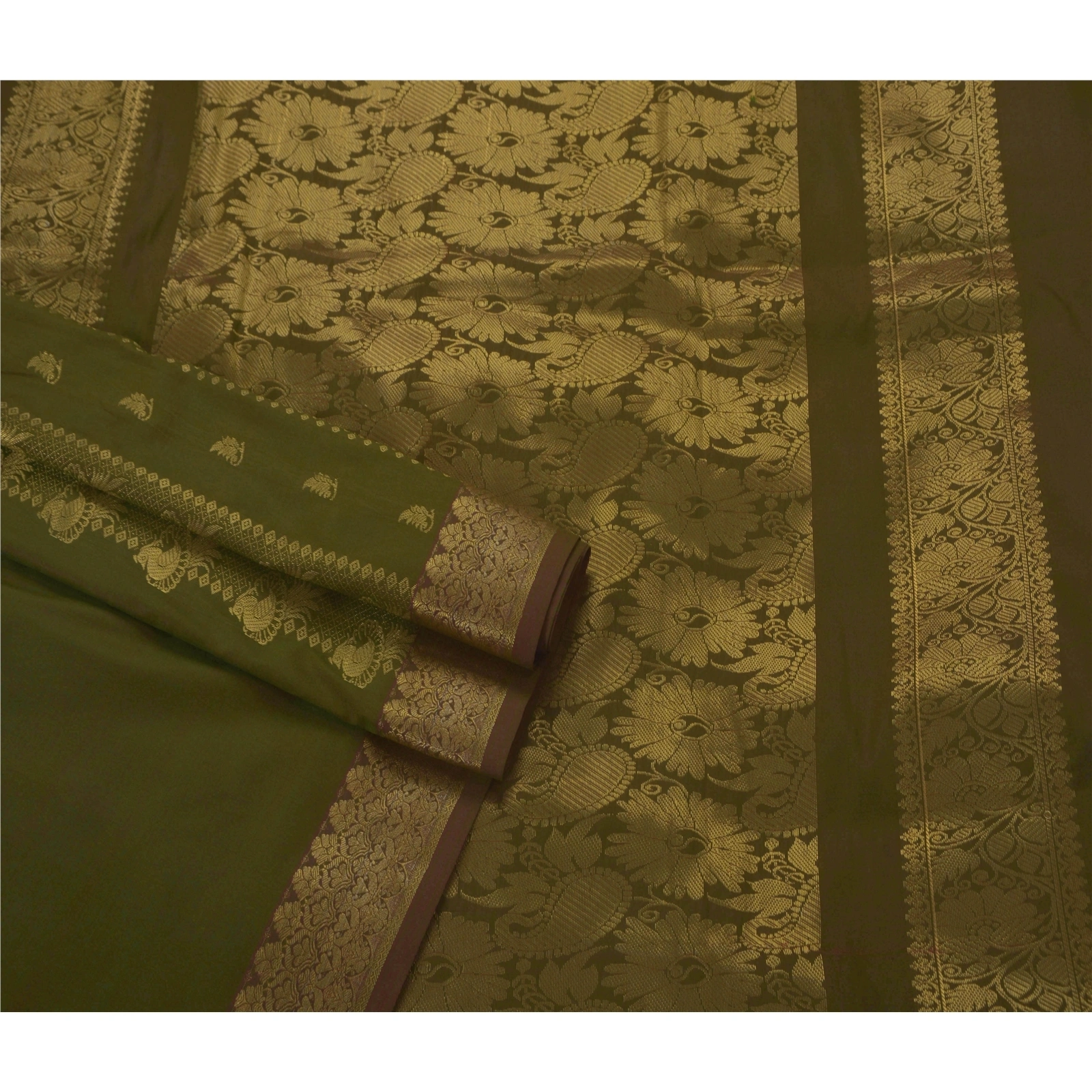 Sanskriti Vintage Sarees Art Silk Woven Green Fabric Premium Sari With Blouse, PS-50395-Green-Woven Work-Art Silk-2