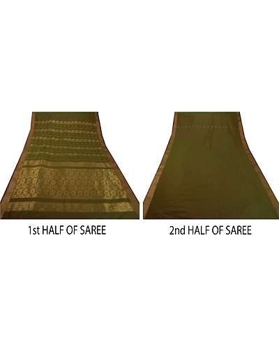 Sanskriti Vintage Sarees Art Silk Woven Green Fabric Premium Sari With Blouse, PS-50395-Green-Woven Work-Art Silk-5