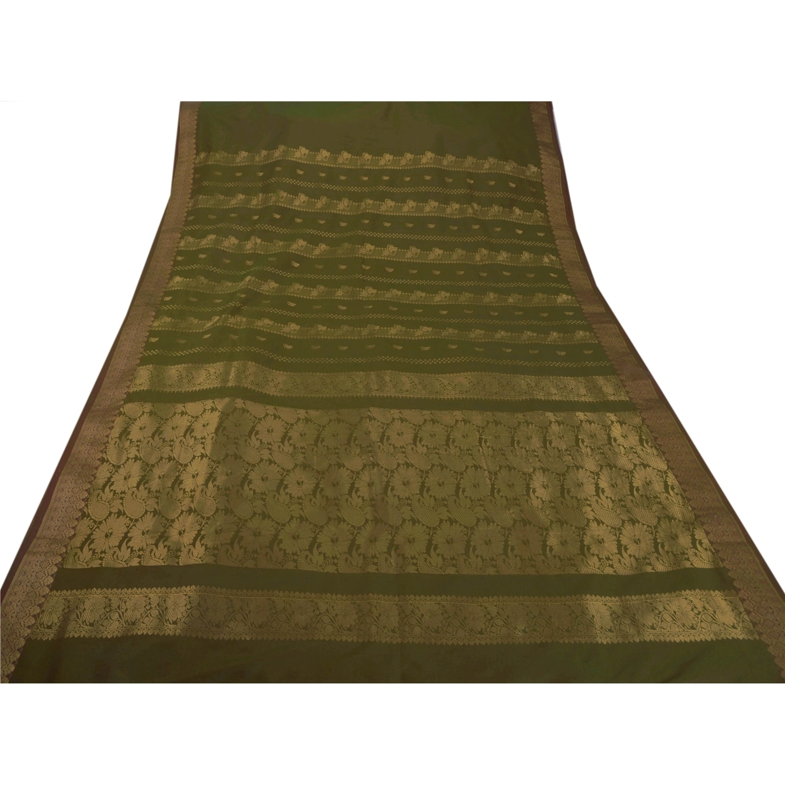 Sanskriti Vintage Sarees Art Silk Woven Green Fabric Premium Sari With Blouse, PS-50395-Green-Woven Work-Art Silk-7