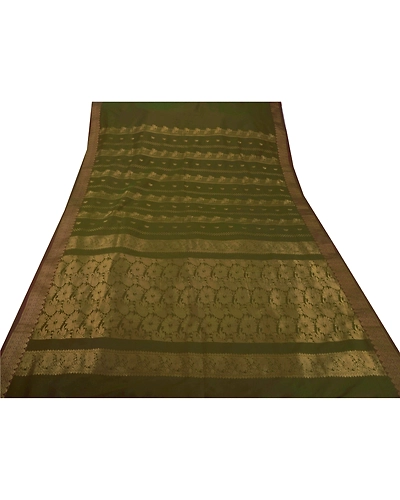 Sanskriti Vintage Sarees Art Silk Woven Green Fabric Premium Sari With Blouse, PS-50395-Green-Woven Work-Art Silk-7