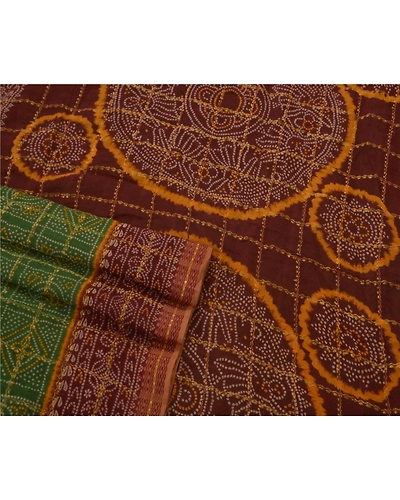 Sanskriti Vintage Sarees 100% Pure Cotton Woven Green Fabric Premium 5 Yard Sari, PS-50421-Green-Woven Work-100% Pure Cotton-2