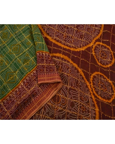 Sanskriti Vintage Sarees 100% Pure Cotton Woven Green Fabric Premium 5 Yard Sari, PS-50421-Green-Woven Work-100% Pure Cotton-3