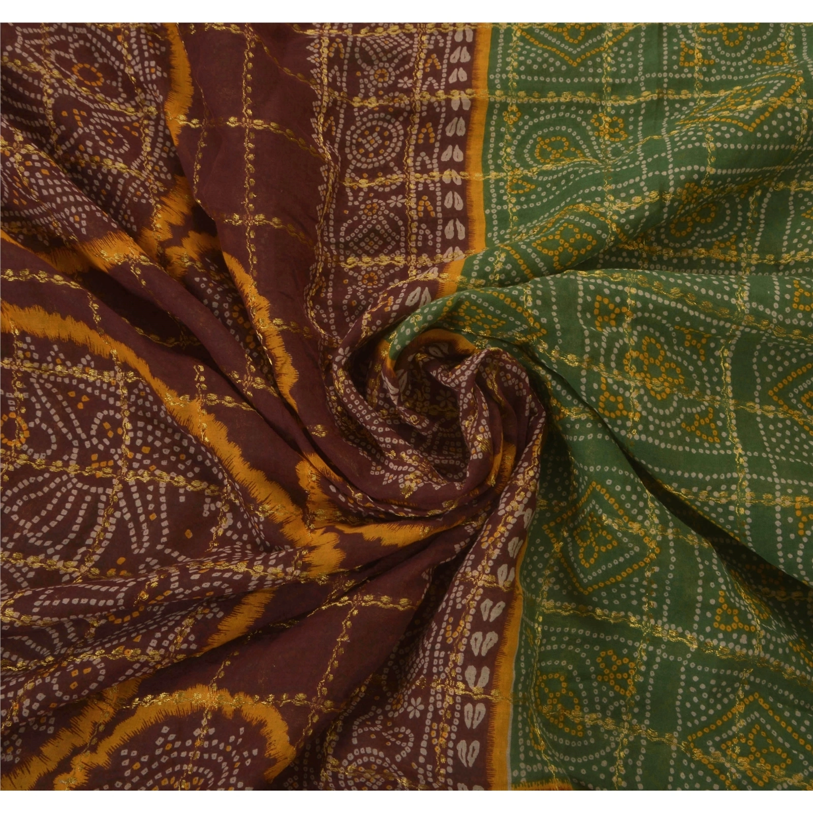 Sanskriti Vintage Sarees 100% Pure Cotton Woven Green Fabric Premium 5 Yard Sari, PS-50421-Green-Woven Work-100% Pure Cotton-5