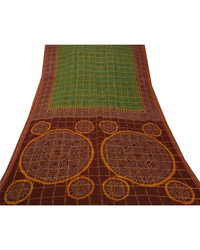 Sanskriti Vintage Sarees 100% Pure Cotton Woven Green Fabric Premium 5 Yard Sari, PS-50421-Green-Woven Work-100% Pure Cotton-6