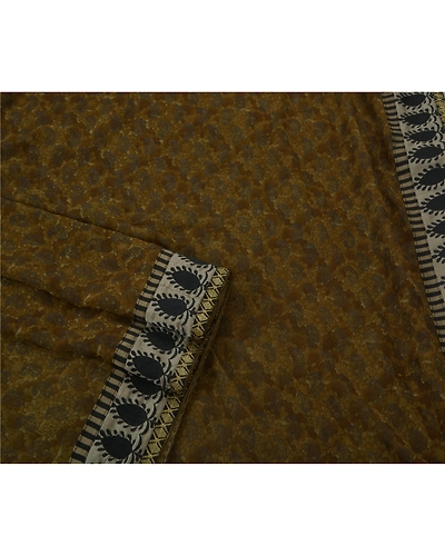 Sanskriti Vintage Sarees Georgette Embroidered Green Fabric Premium 5 Yd Sari, PS-50453-Green-Patch Work-Georgette-4
