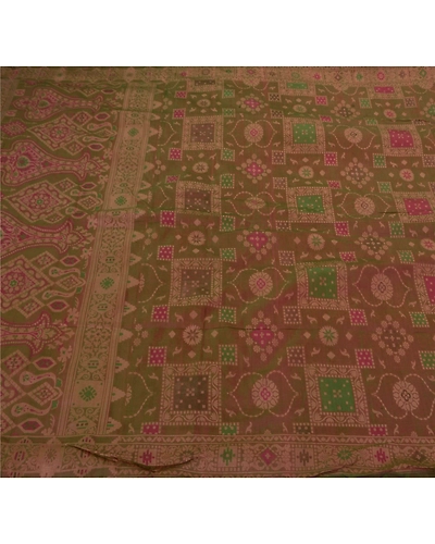 Sanskriti Vintage Brown Sarees Pure Silk Woven Craft Fabric Premium 5 Yard Sari, PS-50522-Brown-Woven Work-100% Pure Silk-1