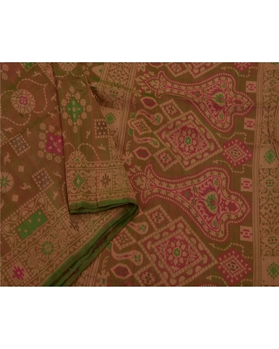 Sanskriti Vintage Brown Sarees Pure Silk Woven Craft Fabric Premium 5 Yard Sari, PS-50522-Brown-Woven Work-100% Pure Silk-3
