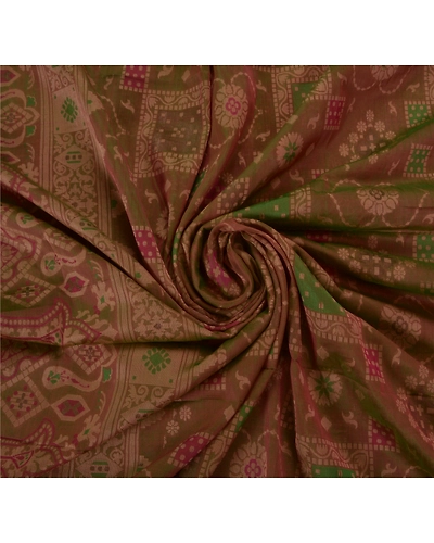 Sanskriti Vintage Brown Sarees Pure Silk Woven Craft Fabric Premium 5 Yard Sari, PS-50522-Brown-Woven Work-100% Pure Silk-5