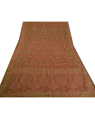 Sanskriti Vintage Brown Sarees Pure Silk Woven Craft Fabric Premium 5 Yard Sari, PS-50522-Brown-Woven Work-100% Pure Silk-6