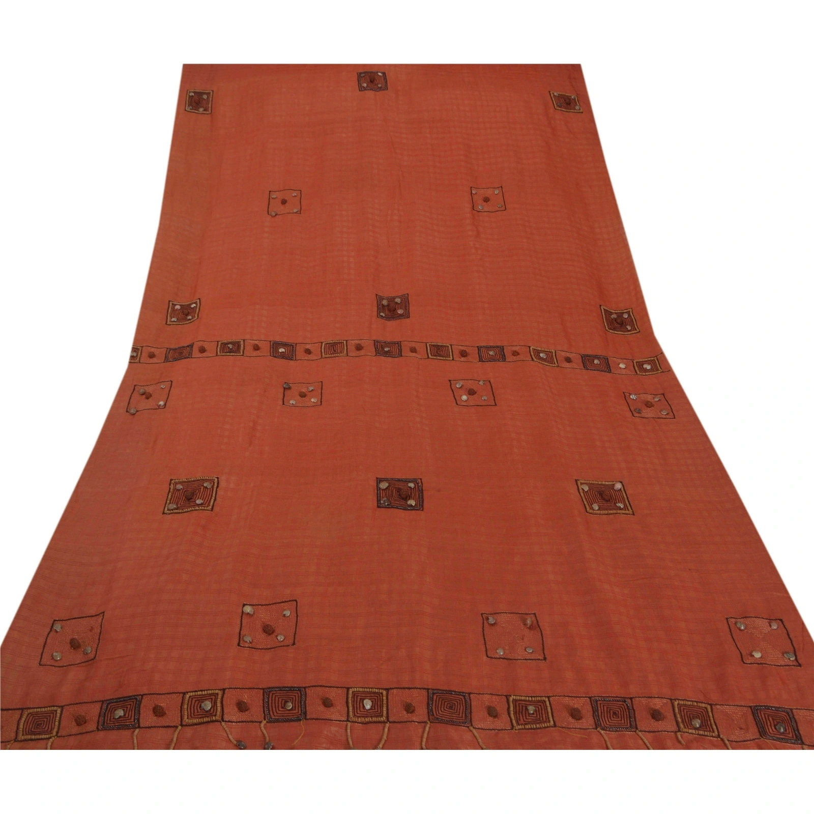 Sanskriti Vintage Brown Sarees Pure Silk Hand Beaded Craft Fabric Premium Sari, PS-50612-Brown-Zari Work-Pure Silk-6