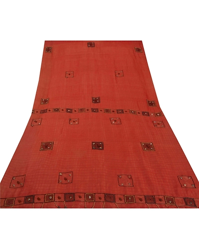 Sanskriti Vintage Brown Sarees Pure Silk Hand Beaded Craft Fabric Premium Sari, PS-50612-Brown-Zari Work-Pure Silk-6