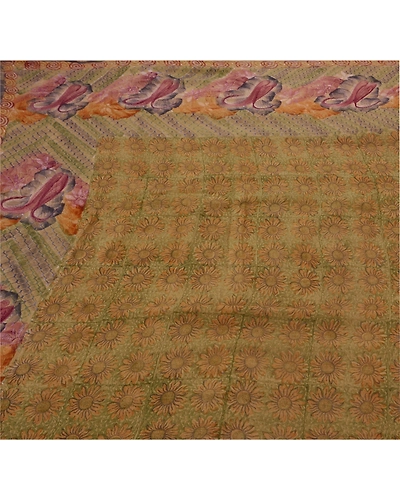 Sanskriti Vintage Sarees 100% Pure Georgette Silk Embroidered Fabric 5 Yd Sari, PS-50645-Green-Thread Work-100% Pure Georgette Silk-1